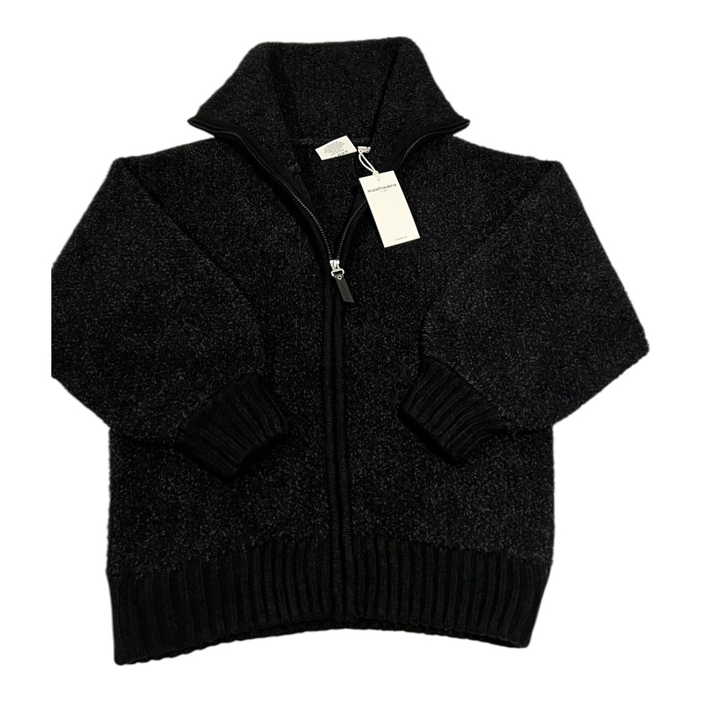 NWT Kashwere Women's M Cozy Full-Zip Jacket Black Heather